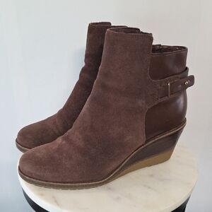 Cole Haan Brown Suede Wedge Boots Waterproof Size 10